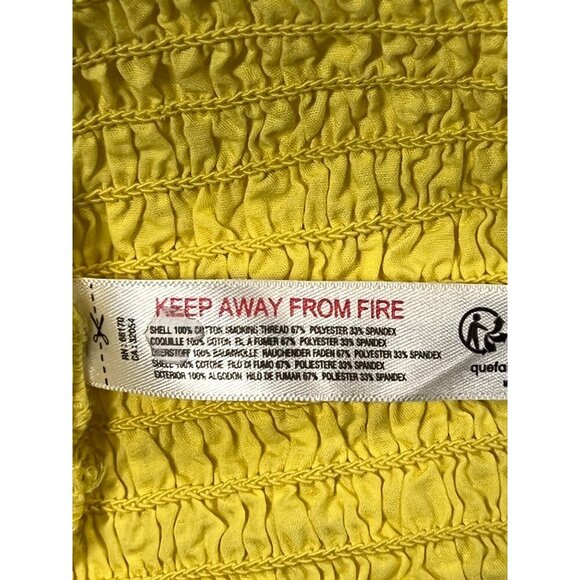 Free People Smocked Yellow Iyla Mini Dress Bodycon Size XL Extra Large EUC - Picture 8 of 9